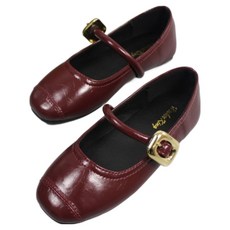 하라로이 여아용 유광 버클 스트랩 메리제인 플랫슈즈