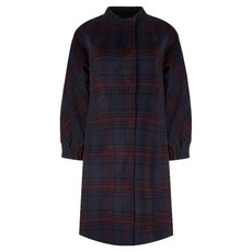 Crocodile 鱷魚 女士立領隱藏鈕扣格紋保暖大衣 CLBWCT109
