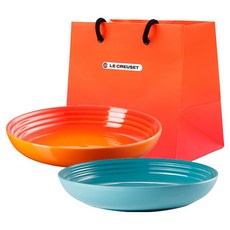 르크루제 파스타 샐러드볼 2종 + 쇼핑백, 1개, 파스타샐러드볼 22cm(2p) + 쇼핑백 M, 주황, 캐블