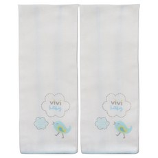 vivibaby 小鳥紗布澡巾 2條, 藍色