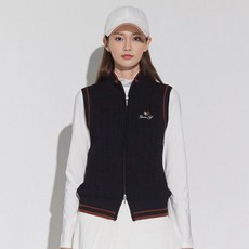 GARMENT GOLF 女款麻花高領全開襟針織背心 GFKVD360