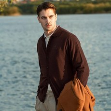 GARMENT GOLF 男款羊毛襯衫領布勞森針織開襟衫 GMKCC310