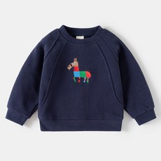 Uvely 兒童狗狗撞色刺繡日常大學T