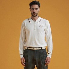 GARMENT GOLF 男款翻領拉鍊長袖針織T恤 GMKPC303