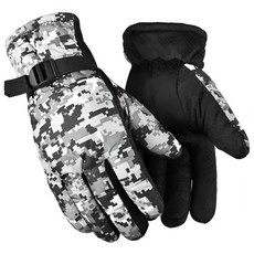 Life+ 時尚加絨保暖防風防水手套/機車手套, 迷彩灰