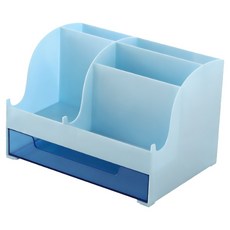 桌面分格抽屜收納盒置物盒, 藍色, 1個