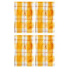 Teia 日式純棉廚房抹布 4件組 C 黃色, 1套