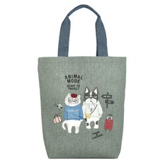 kUSUgURU JAPAN 日本眼鏡貓 帆布手提肩背兩用包 Animal Mode款, 綠色