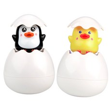 PLAYMAX 幼兒蛋形淋浴玩具 鴨子 + 企鵝組, 1套, 混色