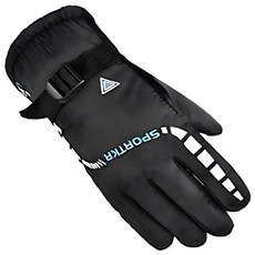 Life+ 時尚加絨保暖防風防水手套/機車手套 素面字母藍, 黑色