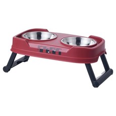 PASTEL PET 寵物格紋摺疊碗, 1個, 紅色