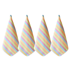 Theia 日式純棉廚房抹布 4件組 B 黃色混搭, 1套