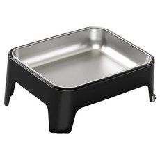 파스텔펫 반려동물 심플 사각 스텐식기, 블랙, 1개