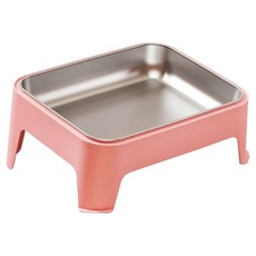 PASTEL PET 寵物簡約方形不鏽鋼餐具, 粉紅色, 1個