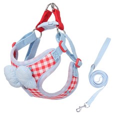 PASTEL PET 寵物蝴蝶結胸背帶牽繩, 紅色, 1個
