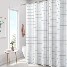 KODACHIEF 室內裝潢浴室淋浴間廁所日常感性浴簾, 1個, 白黑色