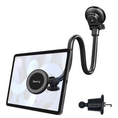 i Berry UF 雙模式超強力MagSafe磁吸儀錶板出風口鵝頸長臂車用平板手機支架 33cm, 黑色, 1個