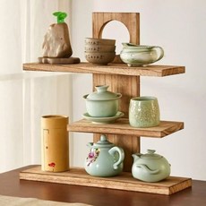 Jinikok 木質裝飾品層架收納架, 3層, 淺棕色