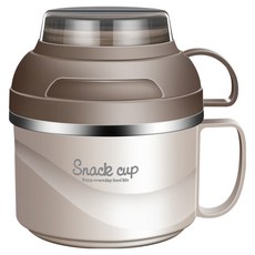 Kyhome 304不鏽鋼雙層泡麵碗/便當盒/餐盒/湯碗/飯盒 1850ml, 1個, 米咖色