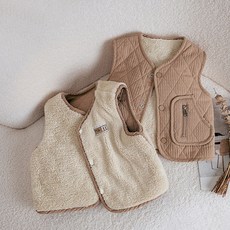 데일리 퀼팅 포켓 뽀글이 양면 조끼