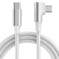 YJ Shop Type-C對Type-C 90度直角 60w 充電線, 1個, 3m, 白色