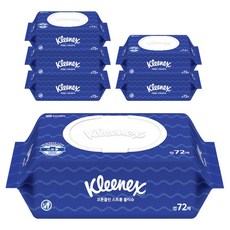 크리넥스 코튼클린 스트롱 물티슈 캡형, 6개, 72매, 50g