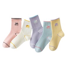 꼼제 아동용 파스텔 중목 양말 SKA03 5켤레 세트