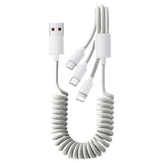 Powershot 感性多彩 3合1 彈簧充電線, 1個, 1.5m, 灰色