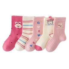 꼼제 아동용 바니 중목 양말 SKA05 5켤레 세트