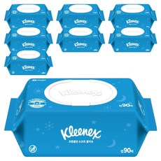 크리넥스 코튼클린 소프트 물티슈 캡형, 45g, 90매, 8개