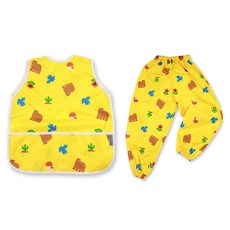 BEBE CHOUETTE 無袖美術罩衫圍裙 + 防水褲套組, 寶寶森林