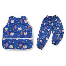 BEBE CHOUETTE 無袖美術罩衫圍裙 + 防水褲套組, 喵喵