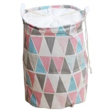 KODACHIEF 復古布藝洗衣籃, 粉紅色三角圖案