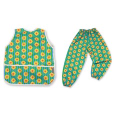 BEBE CHOUETTE 無袖美術罩衫圍裙 + 防水褲套組, 週日心情