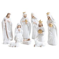 flowertree 教會基督教裝飾 伯利恆聖嬰公仔10件組, 1套, 白色
