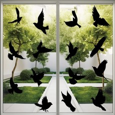 Souplace 玻璃窗戶小鳥貼紙, 黑色