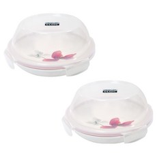 NEOFLAM 台灣原廠公司貨 CLOC系列 陶瓷圓形保鮮盒2件組 紅花, 1套, 650ml