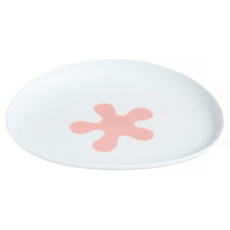 doddL 人體工學兒童學習餐具 飛盤造型吸盤式餐盤, 1個, 乾燥玫瑰粉
