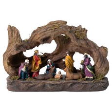 flowertree 教會 基督教 裝飾 LED 嬰兒耶穌 公仔 套裝 32 x 14 x 23 cm, 1個, 棕色