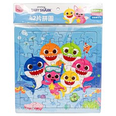 pinkfong 碰碰狐 BABYSHARK 中型拼圖 I3 PUZ0115I3, 藍色, 1個, 42片