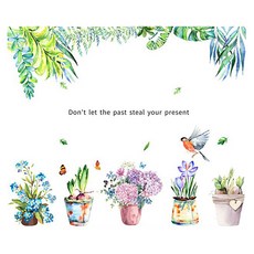 WA. WALL ART 無痕設計壁貼 防水PVC FX82026 2張, 盆栽植物 白色