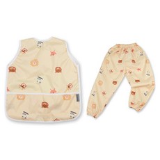 BEBE CHOUETTE 無袖美術罩衫圍裙 + 防水褲套組, ZOOZOO樂園