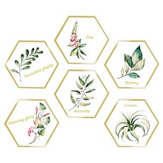 WA. WALL ART 無痕設計壁貼 防水PVC FX82021 2張, 植物 金屬 邊框