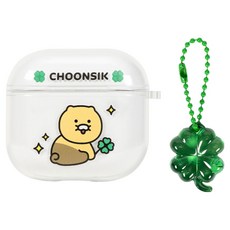 KAKAO FRIENDS 春植 幸運漢堡 AirPods 4 保護殼 + 鑰匙圈組, 1套, 幸運草春植, WKFJC-AP4-CHOONSIK-CV
