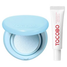 TOCOBO 柔焦定妝防曬氣墊 13g 01 棉花藍 + 維他命提亮防曬霜 10ml SPF50+ PA++++ 套組, 1套