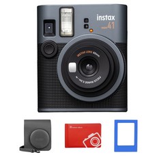 FUJIFILM 富士 instax mini 41 即時相機 黑色 + 保護殼 深灰色 + 原創迷你相簿 隨機出貨 + 迷你磁鐵相框 隨機出貨 套組, 1套, 單一商品
