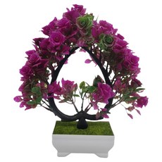 소울리치 세련된 분재형 조화 화분 세트, 하트로즈 퍼플, 1세트