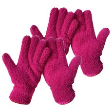 굿썸 乾淨可水洗超細纖維居家清潔植物除塵手套 23g 23 x 12 x 0.5 cm 2入, 4個, 玫瑰紅色