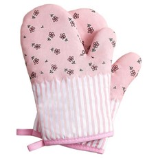 쿠맷 두꺼운 오븐 전용 베이킹 장갑 양손착용 세트, 1세트, 핑크꽃