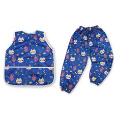 BEBE CHOUETTE 無袖美術畫畫衣圍裙 + 防水褲套裝, 貓咪